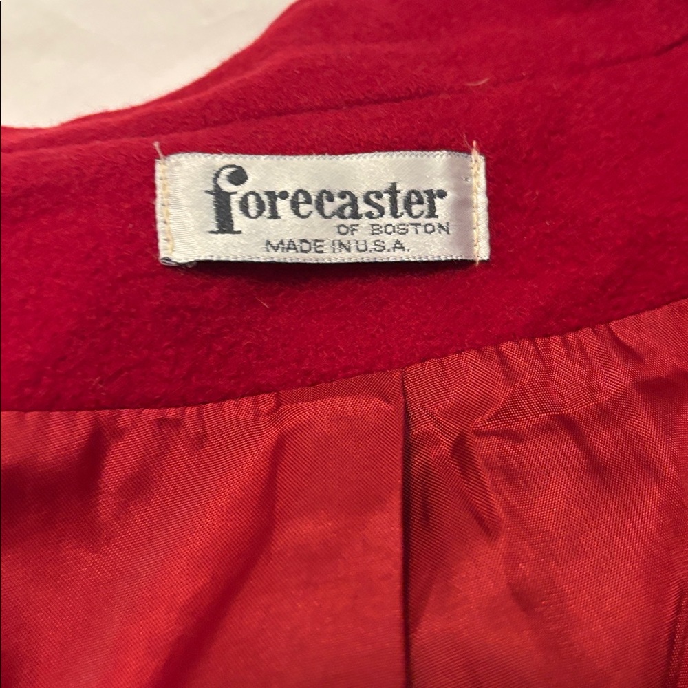 VTG Forecaster of Boston Red double-breasted 100% wool longline coat SZ 18 - Picture 4 of 12